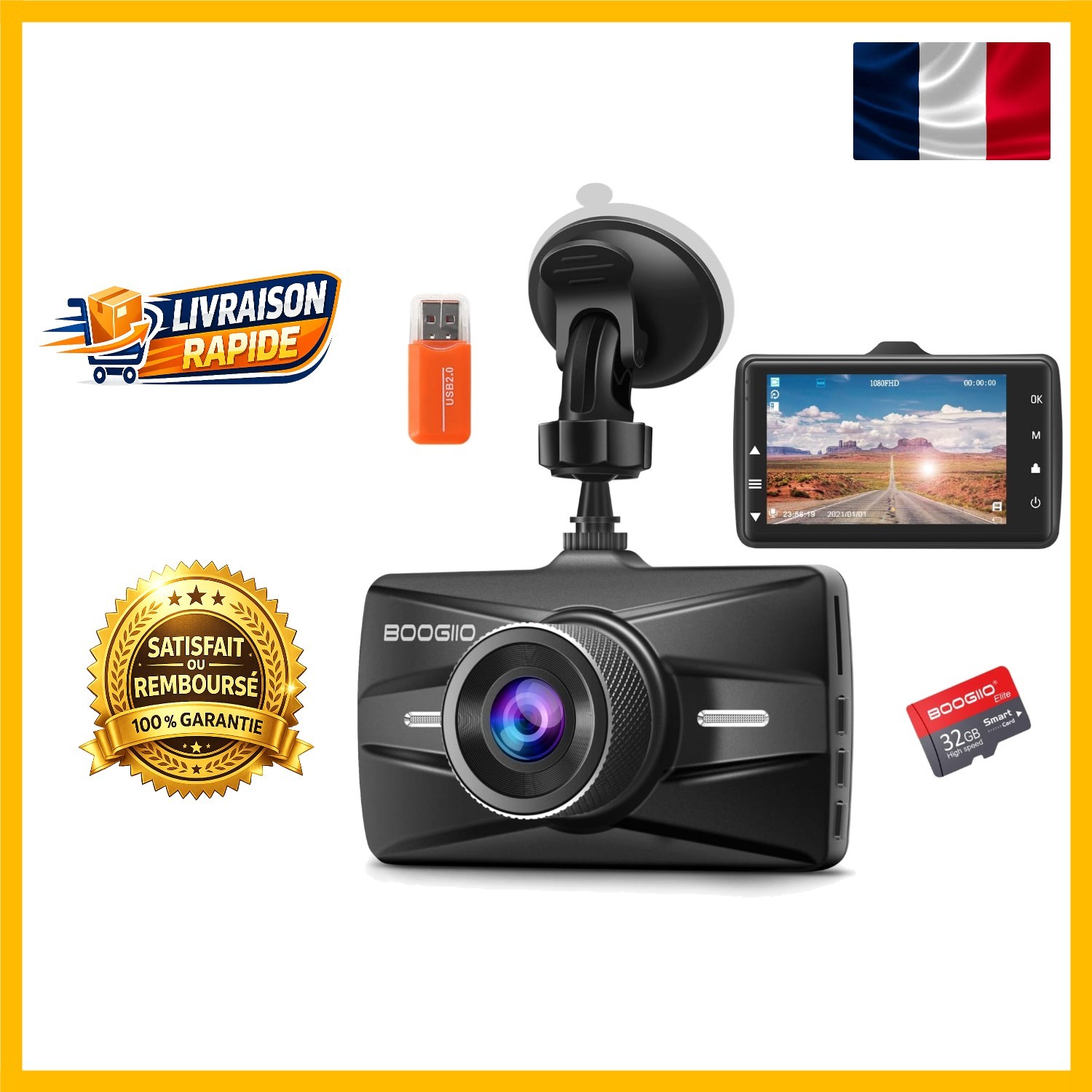 Dashcam voiture 1080P IPS pour sécuriser vos trajets quotidiens et départs en vacances