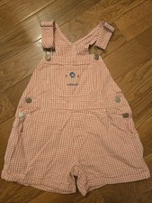 Vintage Oshkosh B'gosh Pink Gingham Flower Embroidery Girls Overalls Size 4