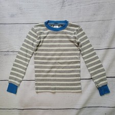 Mini Boden Size 7y 100 Cotton Grey White Striped Blue Accent Crew Neck Top