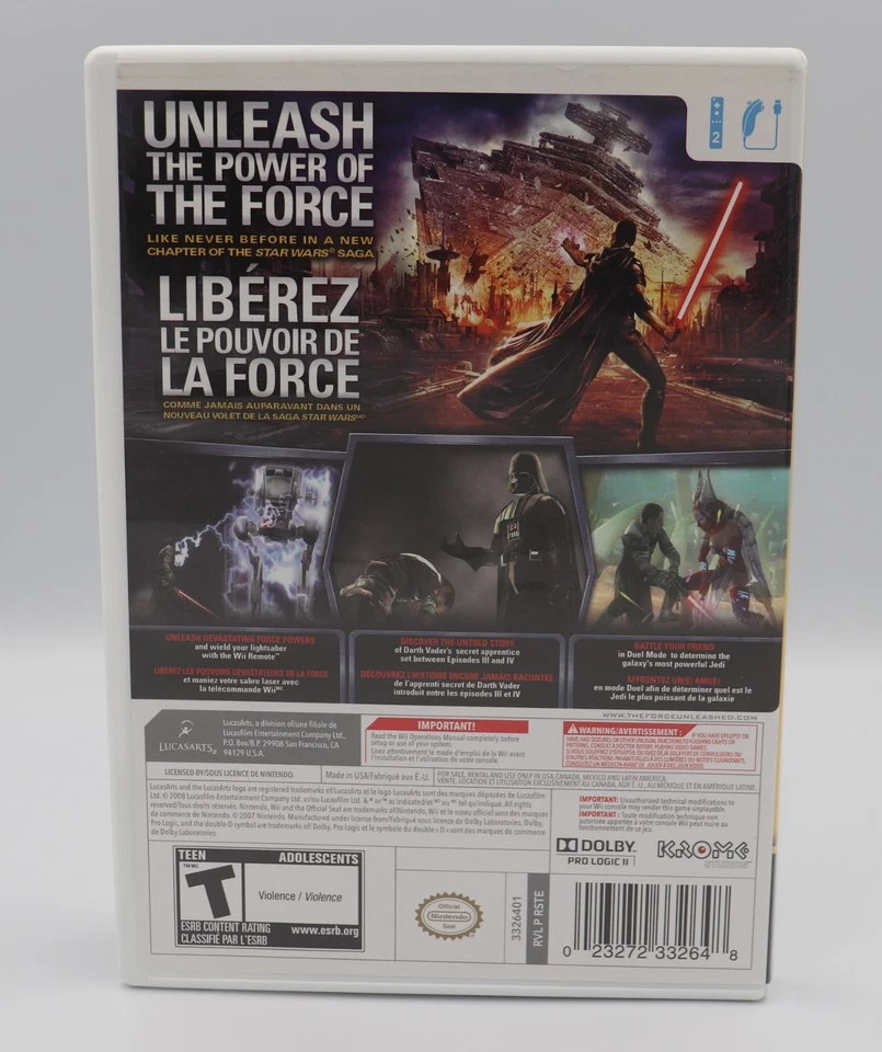 Star Wars: The Force Unleashed Nintendo Wii Game CIB Complete Used - Image 2 of 3