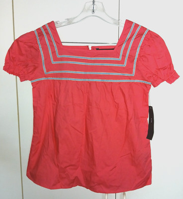 MARK JACOBS LADIES SS PULLOVER NEON PINK TOP-6-NWT-$158-SQUARE NECK-CUTE