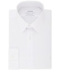 Calvin Klein Mens Stretch Collar Button Down Dress Shirt, white, 16.5 Neck