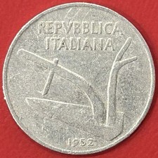 Moneta 10 Lire 1952 "Spighe" • Repubblica Italiana • Circolata • BB