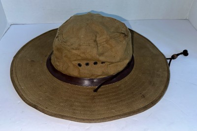 VTG Filson Tin Cloth Packer Bush Hat USA Made Waxed Canvas Size S