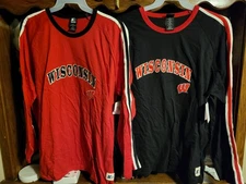2-Wisconsin Badgers Starter Embroidered Long Sleeve Shirts   SZ-2X  XXL  NWT