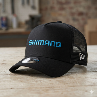 Premium Shimano Logo Embroidered Hat - Black Mesh Twill Direct