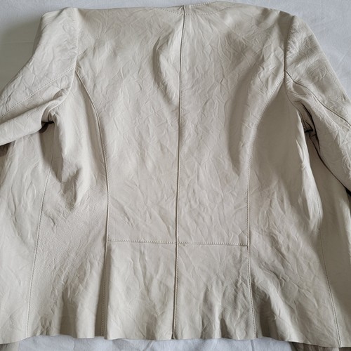 Cigno Nero Leather Blazer Jacket Beige Tan Unique dye cut Size L - Picture 7 of 14