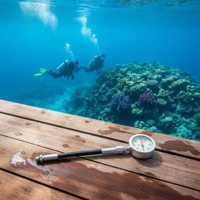 #ad #ad Underwater Pressure Gauge Hose Connected Diving Gear Color Coded Zones $108.64