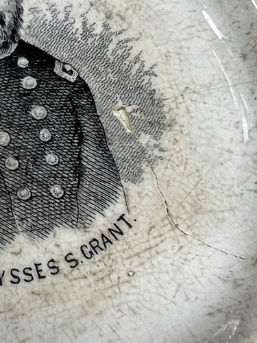 AS-IS Cracks Chips Major Gen Ulysses S Grant Transferware Child Alphabet Plate - Picture 8 of 24
