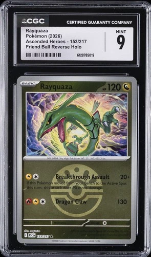 2026 POKEMON ASCENDED HEROES FRIEND BALL REVERSE HOLO #153 RAYQUAZA CGC 9