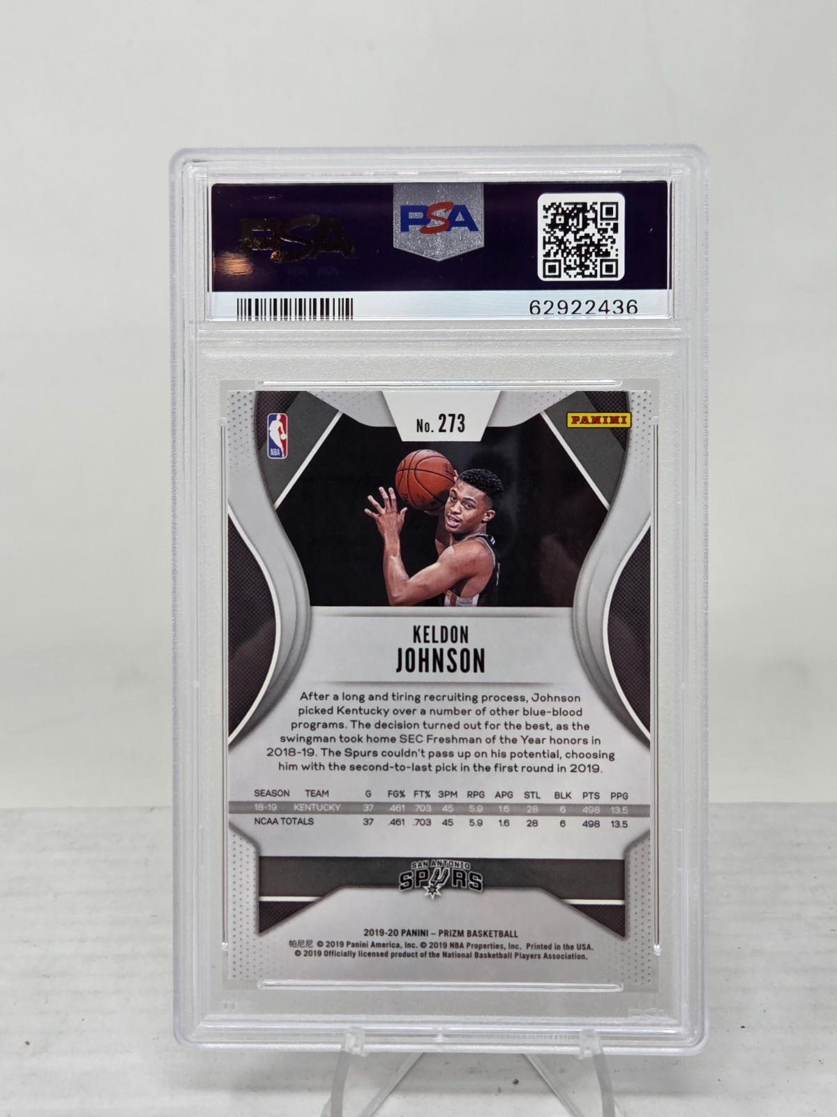 2019 Prizm KELDON JOHNSON Rookie Card PSA 10 Gem Mint view 2