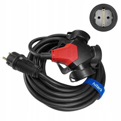 Schuko Extension Cord H07rnf 3x2.5 30m with 3-way Splitter, Ip54