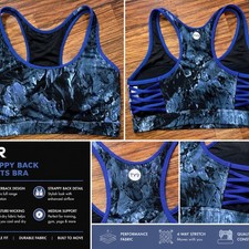 TYR Active Marbled Print Strappy Back Sports Bra