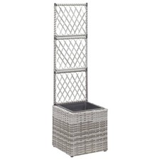 Outdoor Trellis Planter Raised Flower Pot Poly Rattan Climbing Plants