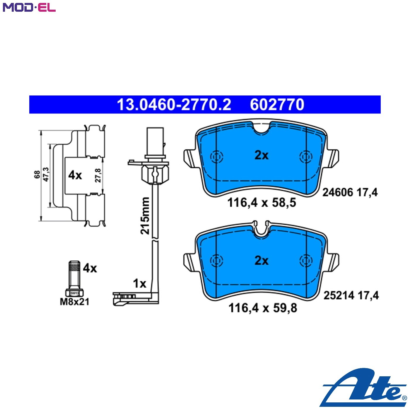 BRAKE PAD SET DISC BRAKE 13.0460-2770.2 FOR AUDI A4 A5/S5/Convertible A6/S6 2.0L