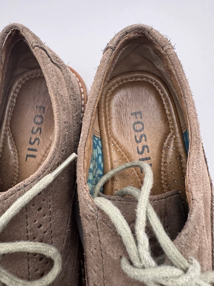 Fossil Women’s Leather Shoes Size 7 Flats Wing Tip Suede - WORN ONCE OR TWICE - Image 4 of 4