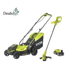 Ryobi 18V ONE+ Cordless 33cm Lawn Mower & 23cm Grass Trimmer (1 x 5.0Ah)