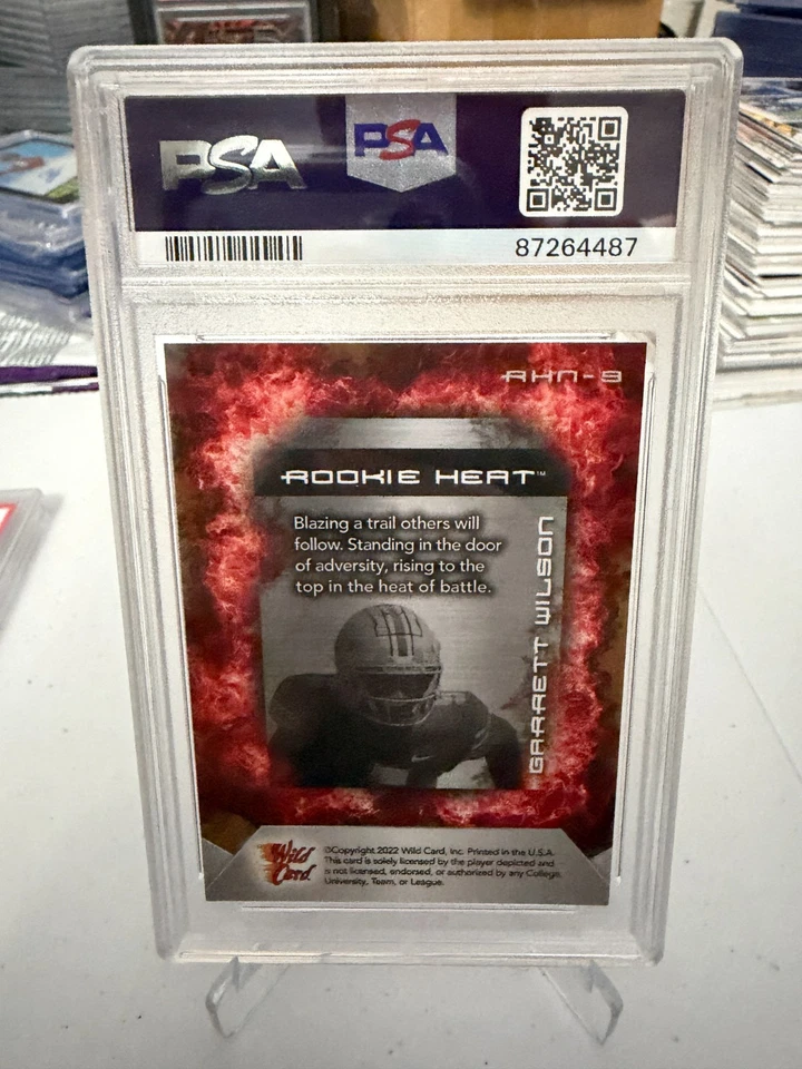 2022 Wild Card NATL Garrett Wilson Matte Black Rising Heat - Red /5 PSA 10 POP 1 - Image 4 of 4