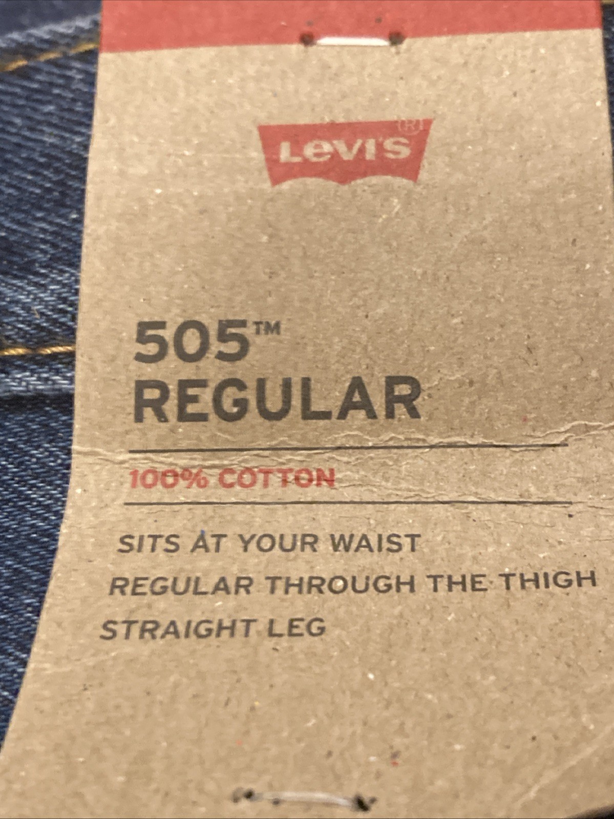 Mens SIZE 31W 30L Levi's 505 Dark Stonewash Regular Fit Straight Leg 100% Jeans thumbnail 8