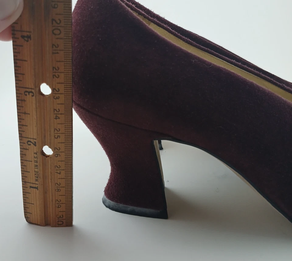Zapatos de salón Nine West de colección de los 90 auténticos de gamuza de vino de cuero real talla 6,5 M tacones de 3" Foto 2 de 4