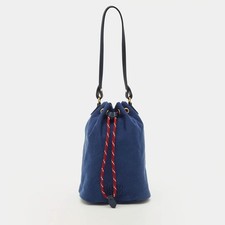 Miu Miu Gabardine Blue Fabric Drawstring Bucket Pouch