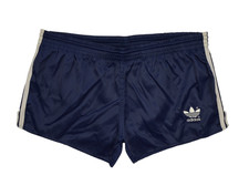 Vintage Adidas Nylon Shiny Glanz Sprinter Running Shorts Navy Blue Size D6 M