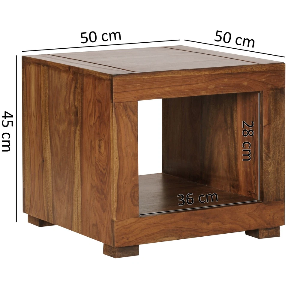 FineBuy Table Basse Bois Massif 50x45x50cm Table d'appoint Table de salon Design - Photo 2/4