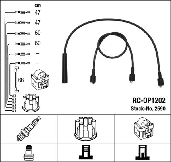 NGK ZüNdleitungssatz 2590 FüR Opel CC Corsa T85 Kadett S83 TR Caravan F08 M08-image