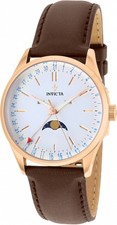 NEW / Invicta VINTAGE BOY 37076 Calendar Moonphase Leather Strap Watch