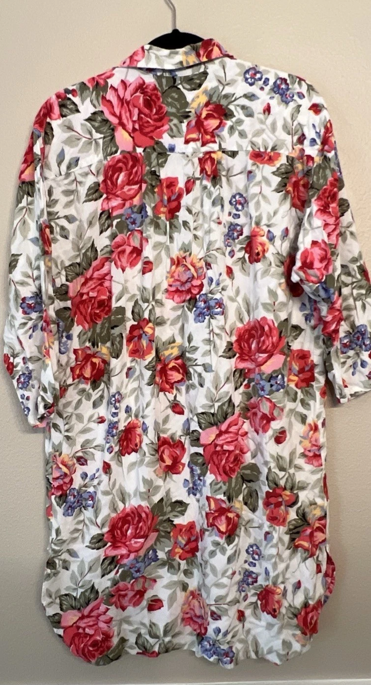 UNDERCOVER Camicia da notte vestito Victoria's Secret etichetta oro rayon pizzo rosa floreale M L vintage