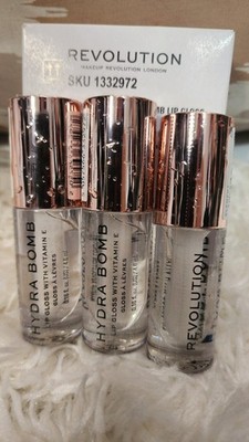 Revolution Hydra Bomb Lip Gloss Clear Shine With Vitamin E 0.16 fl oz 3 set