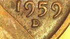 1959 D Lincoln Memorial Cent with a D/D Mint Mark Error (A364) — photo 1