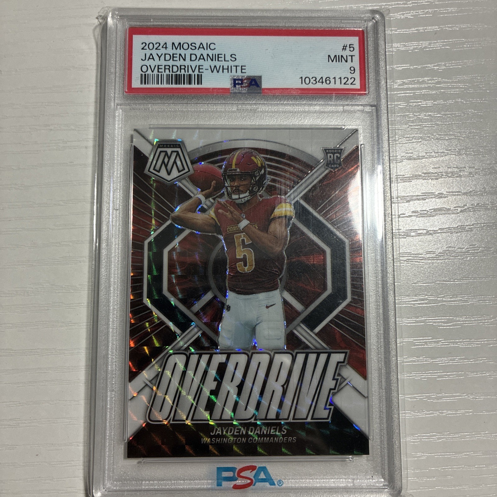 2024 Panini Mosaic - Overdrive Jayden Daniels White Mosaic 05/25 JERSEY MATCH 🔥