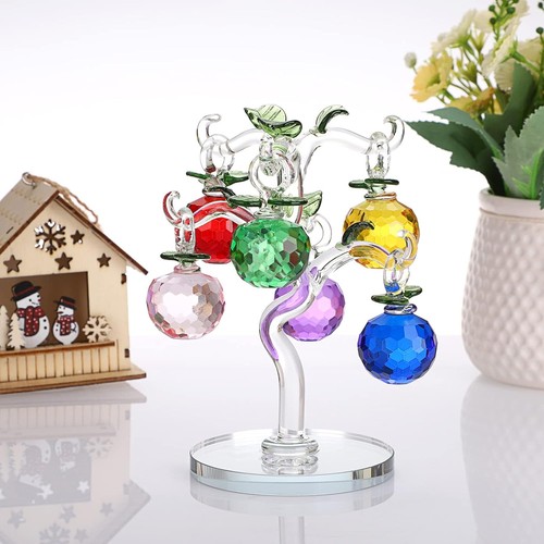 Crystal Apple Tree Ornament Figurine Glass Paperweight Decoration Centerpiece - Picture 7 of 7