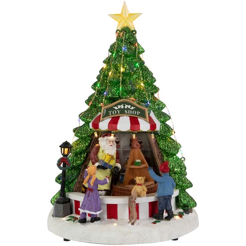 Northlight 13" LED Animated Musical Santa's Toy Shop Christmas Village Display