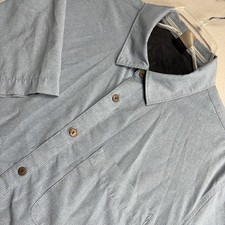 Quiksilver Waterman Collection Mens M Blue Perforated Short Sleeve Button Shirt