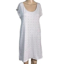 Banana Republic Womens T Shirt Dress Studded Pullover Cream Silver Small