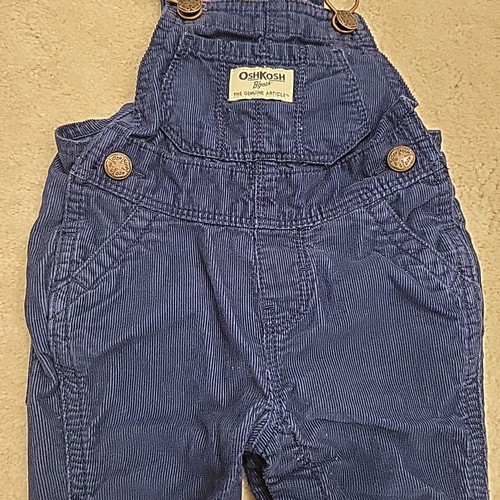 Osh Kosh B'gosh salopette gilet velluto a coste blu navy taglia 3-6 mesi ragazza polsino rosa - Foto 3 di 12