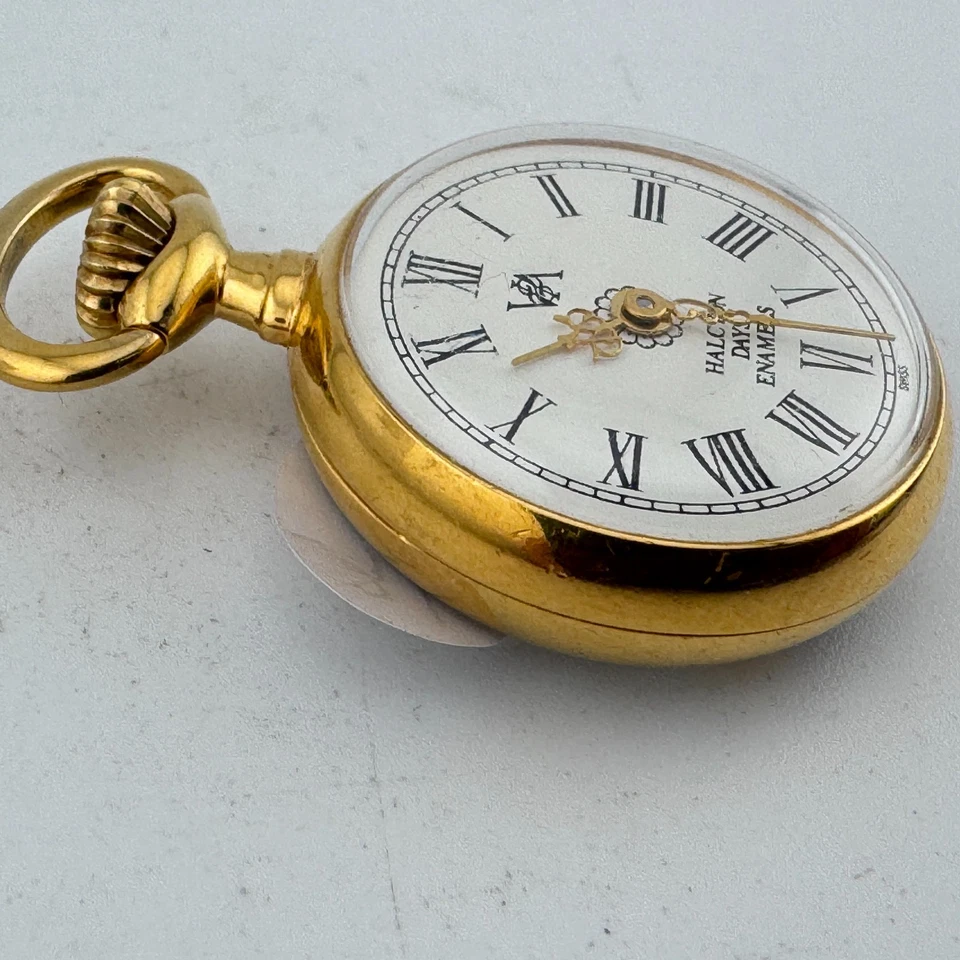 Reloj de cuarzo colgante de bolsillo suizo Halcyon Days esmaltes para mujer ~ para reparación de piezas Foto 3 de 4