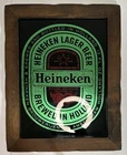 Vintage Heineken Beer Mirror Sign Wood Frame Bar Pub Decor 19x15in Sign