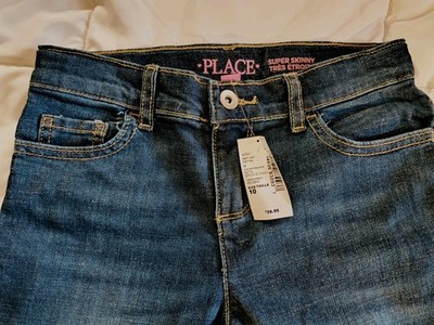NWT NEW PACE Girls Denim Jeans Size 12 SLIM Jeans 100% Cotton Blue Jeans