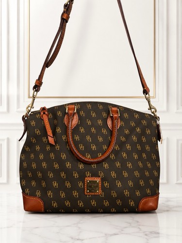 Dooney & Bourke Gretta Domed Satchel Color Brown Tmoro Signature Logo Pattern