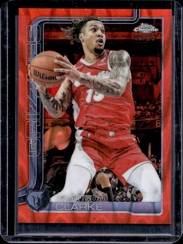 2025-26 Topps Chrome Brandon Clarke RayWave Orange Refractor #/25 Grizzlies