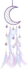 Pretty Jolly Purple Moon Kids Dream Catcher Wall Decor Pompom