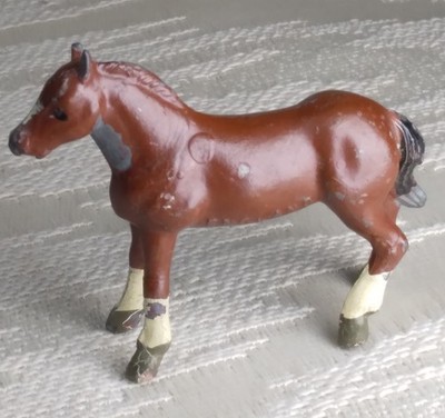 Vtg. 1930s Johillco Horse Hand-Painted Cast Lead Toy Work Horse 