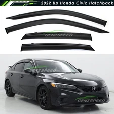 For 22-26 Honda Civic Hatchback Black Trim Smoked Tinted Window Visor Rain Guard