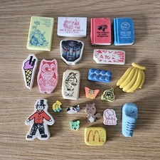 Vintage Eraser Rubber Bundle 1980’s / 90's Collectors Mixed Food Animals Books