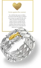 Swim against the Current Ring Anti-Tarnish,Just Keep Swimming Ring,Unique Fish D