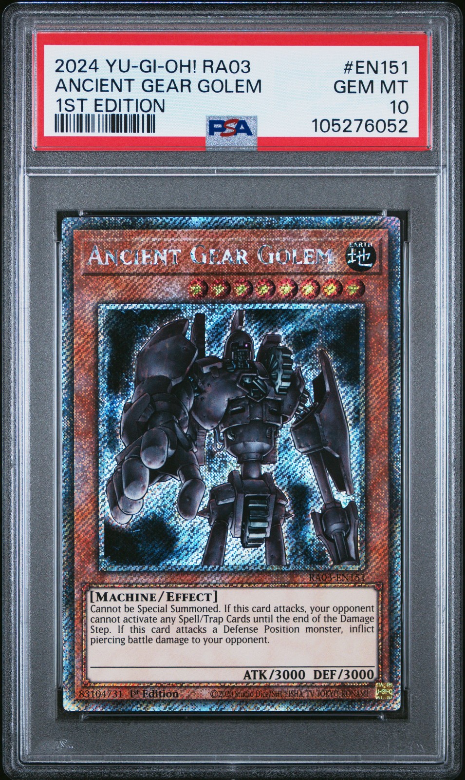 2024 YU-GI-OH! RA03-QUARTER CENTURY BONANZA #EN151 ANCIENT GEAR GOLEM PSA 10