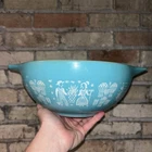 Vtg 444 PYREX TURQUOISE Blue Amish Butterprint Cinderella 4 Qt Mixing Bowl READ